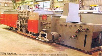 MHG MESH BELT TYPE CONTINUOUS GAS FIRE FURNACE AND ELECTRICAL POWER  MIX  CARBURIZING AND BRIGHT QUENCHING HEAT TREATMENT